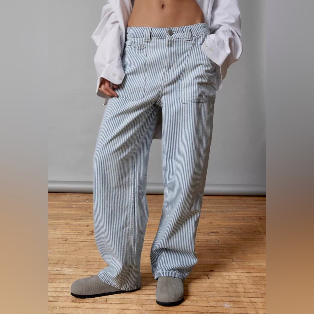 BDG Striped Baggy Blue Jeans